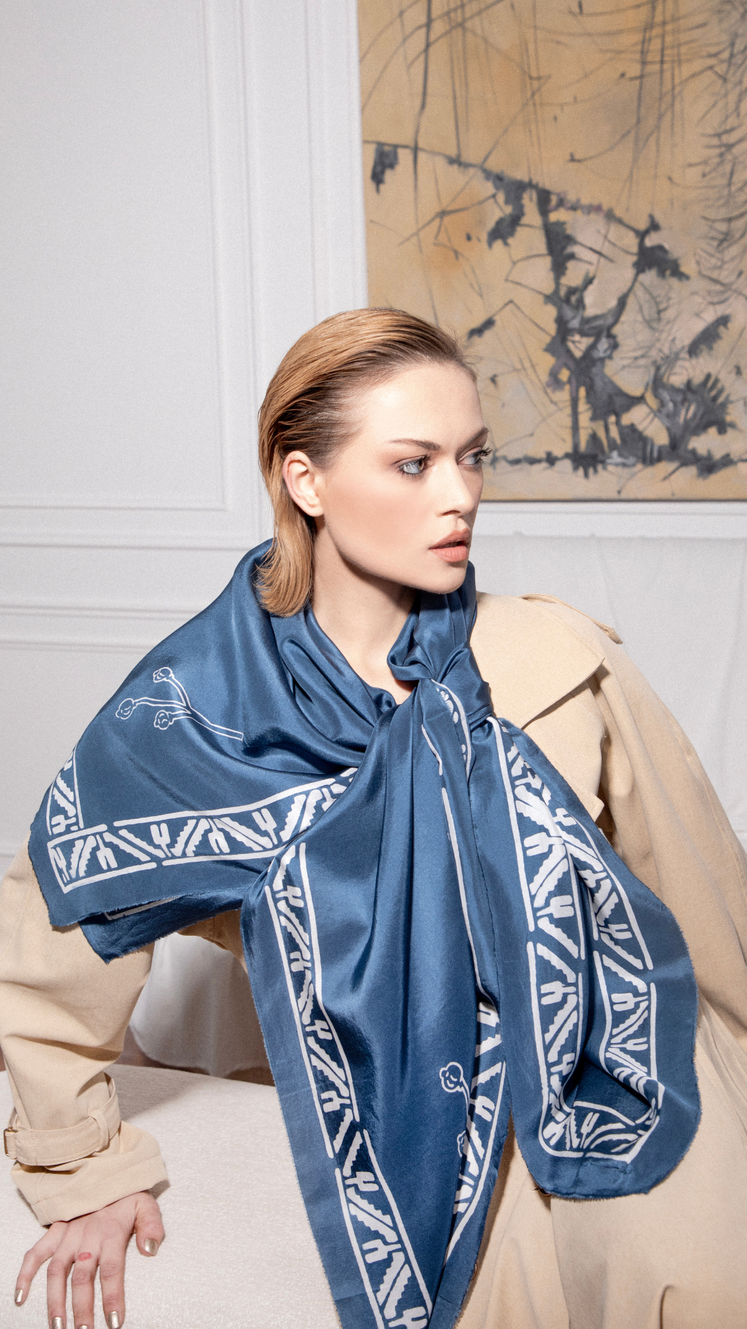 TAHMINA BLUEBERRY SILK SCARF