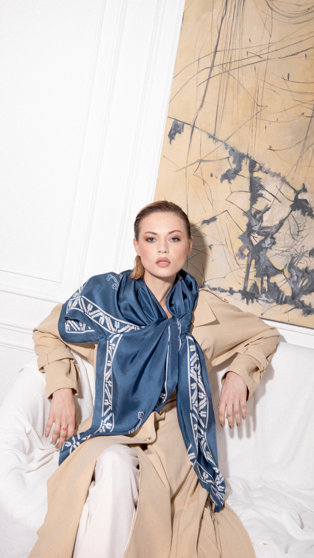 TAHMINA BLUEBERRY SILK SCARF