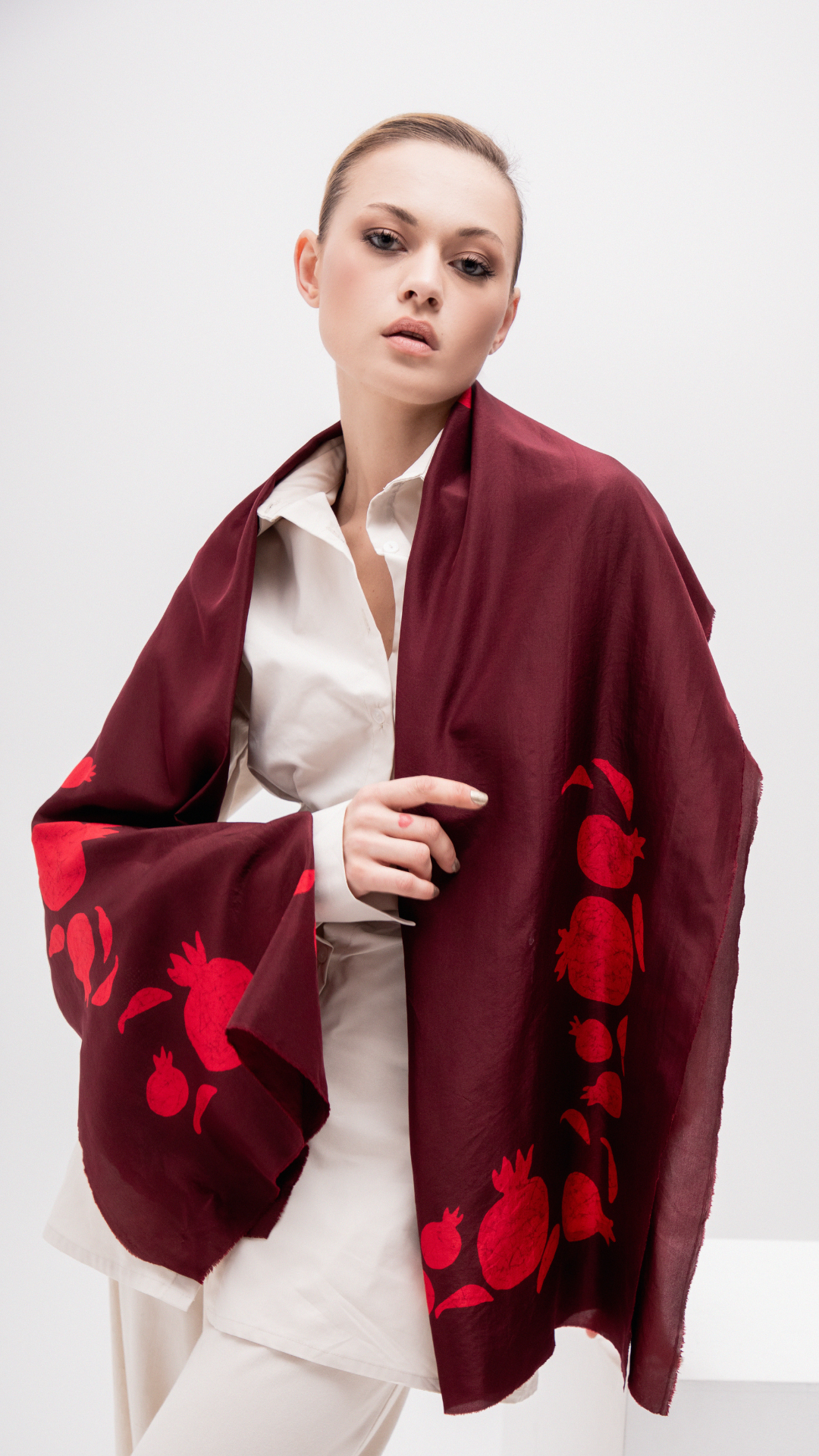 JANANA ROYAL GARNET SILK SCARF