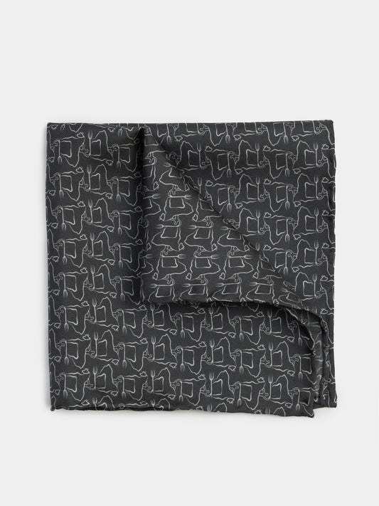 GOBUSTAN POCKET SQUARE GREY