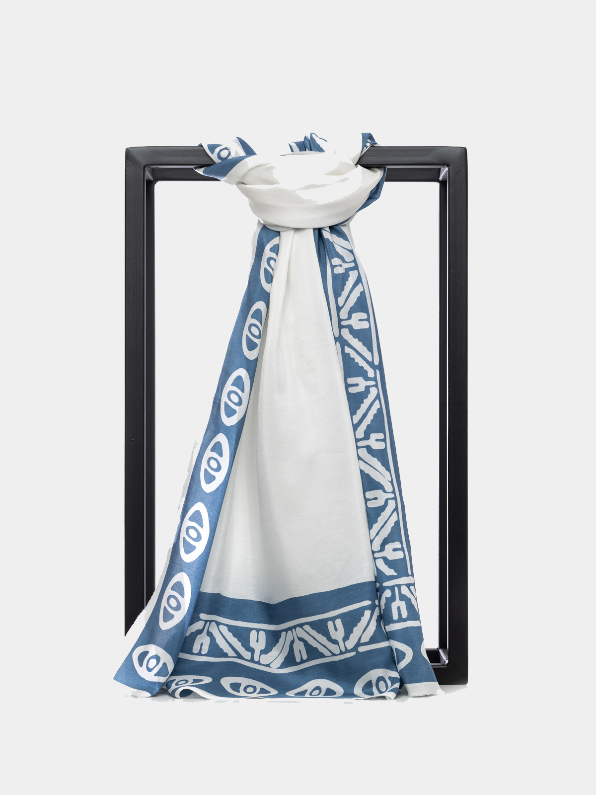 SEVA WHITE & BLUE SILK SCARF