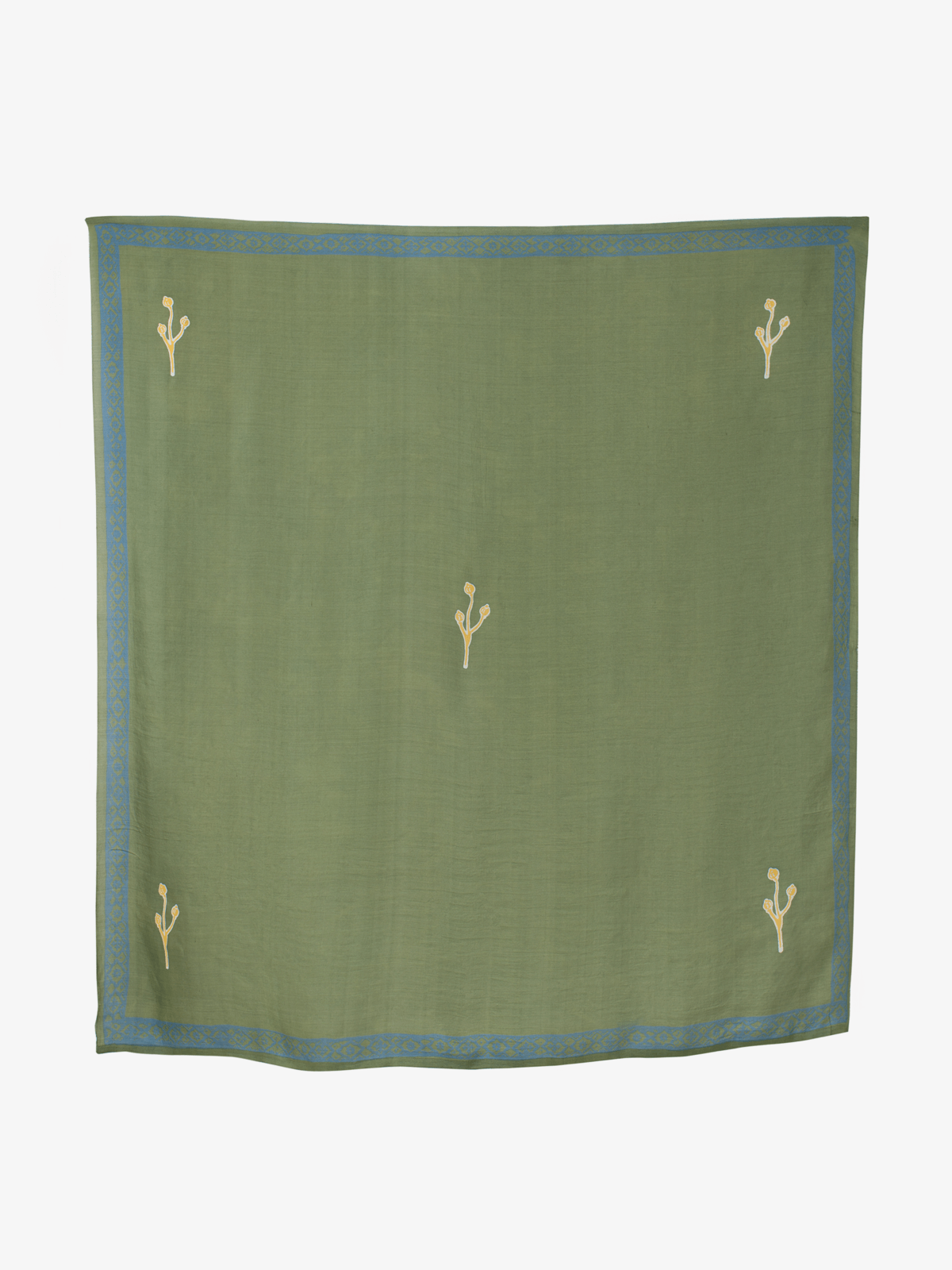 TAHMINA PINE GREEN SILK SCARF - MENZER HAJIYEVA