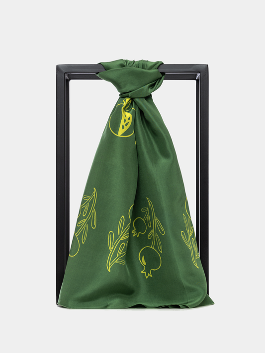 ZARANGIZ FOREST GREEN SILK SCARF